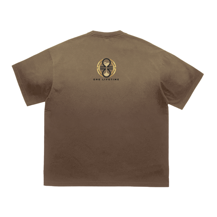 One Lifetime Tiger Print Black and Gold Logo